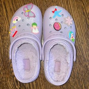 Kids classic lined glitter clog crocs lavender with charms